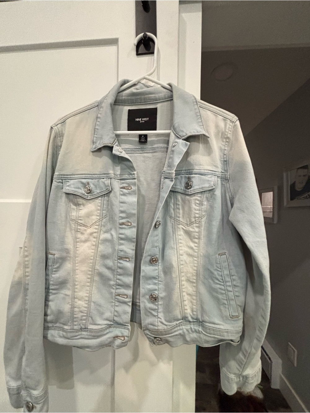 Nine West Pale Blue Washed Denim Jacket